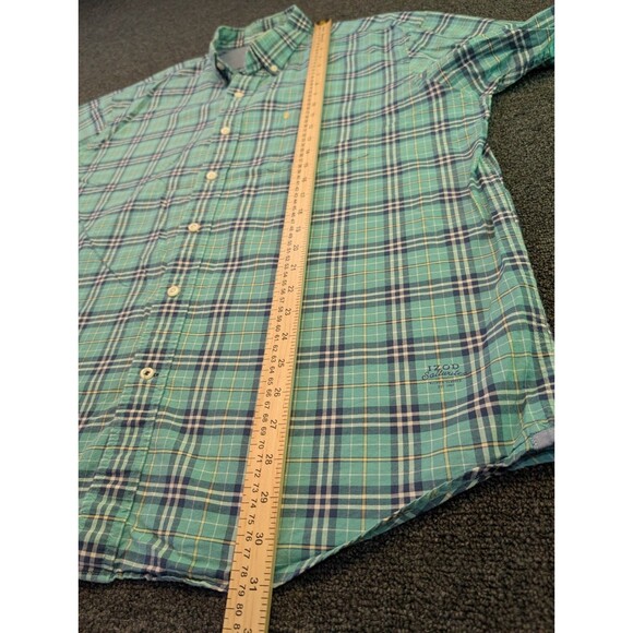 IZOD Saltwater Shirt Men XL Blue Plaid Button Down Preppy Relaxed Classic - Picture 6 of 7